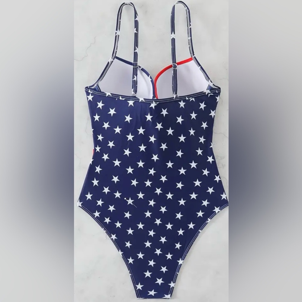 American Flag Stars Stripes Push Up Swimsuit - Picture 9 of 13